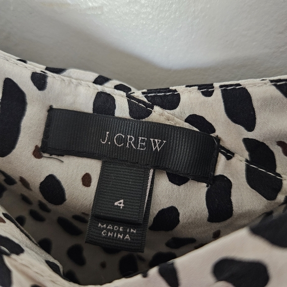 J.Crew Women's 4 100% Silk Stylish Black White Polka Dot Tank Top Ruffle Blouse - Picture 2 of 7